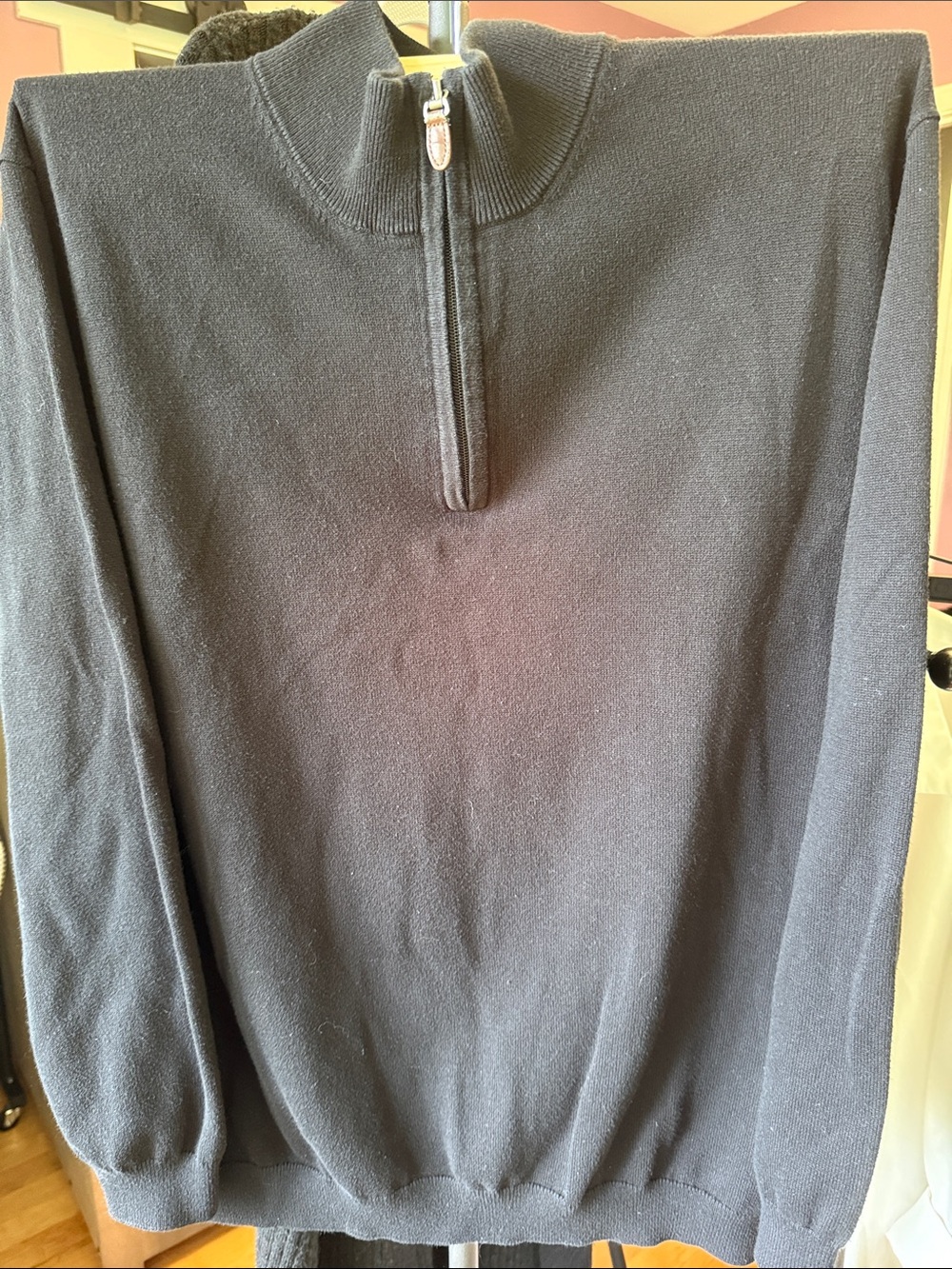 Roundtree & Yorke Men's Black Half-Zip Mock Neck Sweater